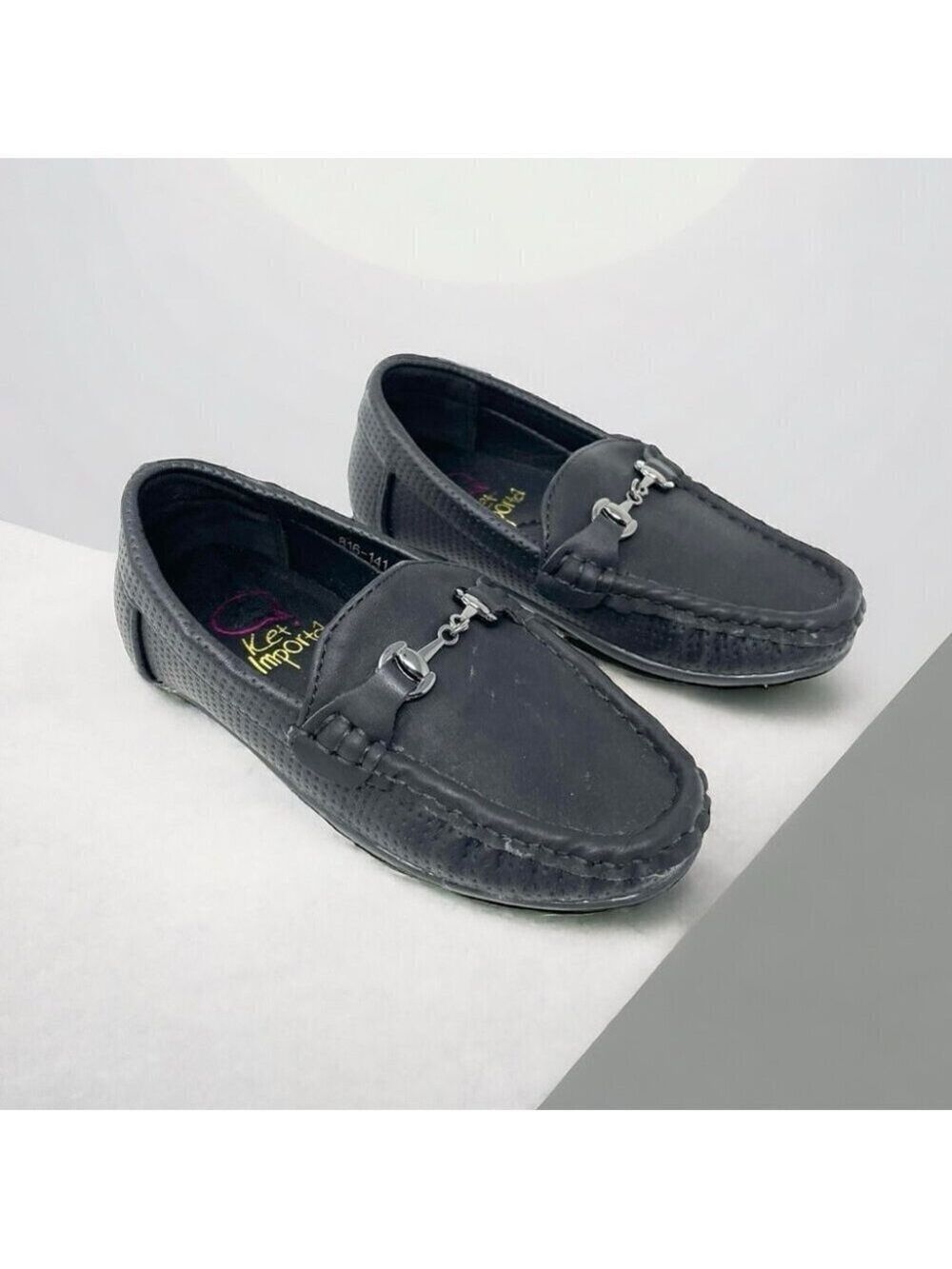 Ket Importa Black Peforated Horsebit Driving Loafers Size 25/ 9 (Little Boy)